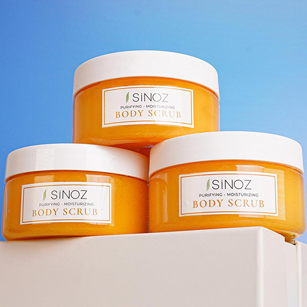 Sinoz Gold Aura Body Scrub - Exfoliating Sea Salt Scrub for Smooth, Moisturizing Skin - Natural Oils & Vitamin E