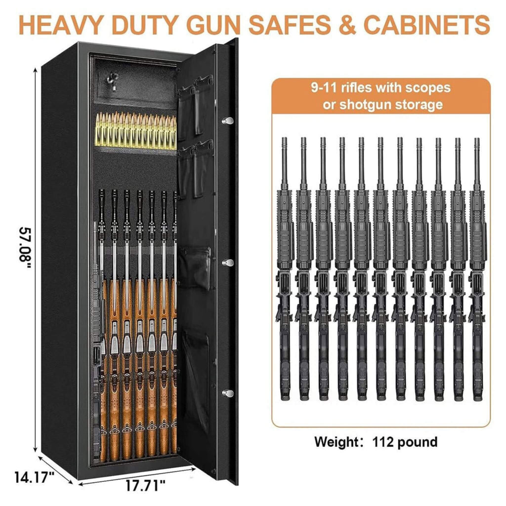 Heavy-Duty 57-Inch Anti-Theft Fireproof Biometric Gun Rifle Pistol Safe For Home, 11-12 Guns (SAK53816) – SAKSBY WHOLESALE, v