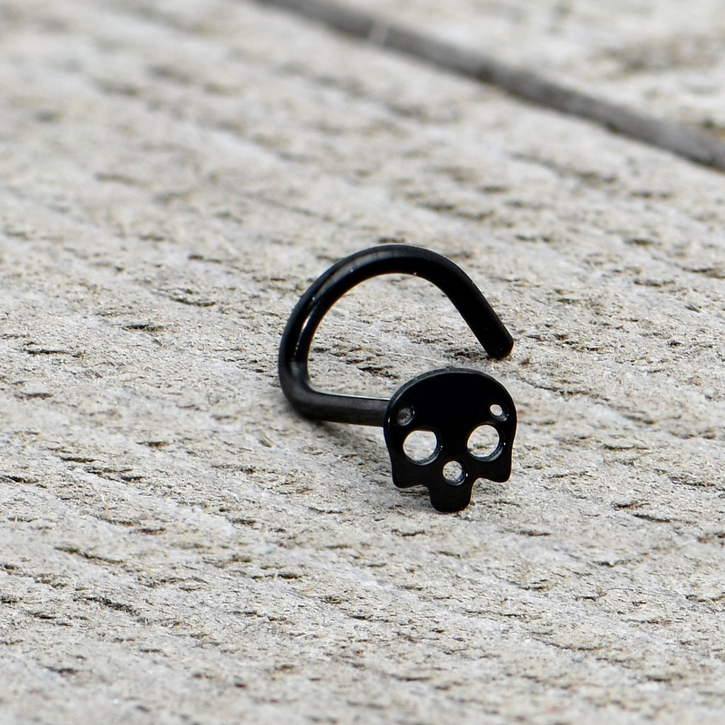 BodyCandy Black Anodized Titanium Skull Nose Ring — alternative angle