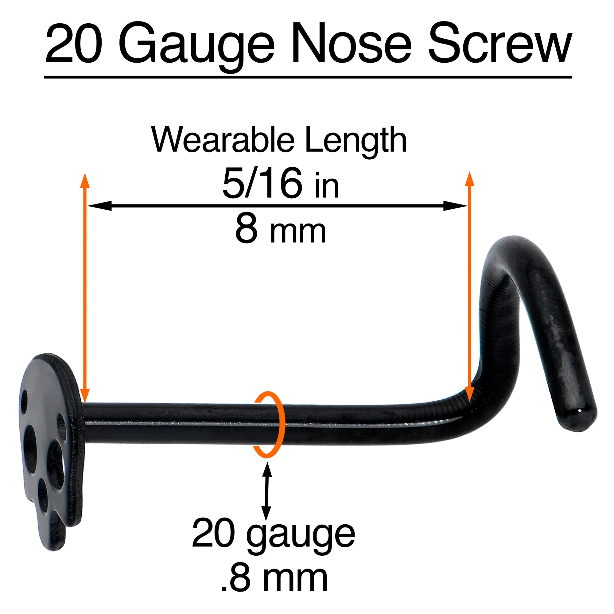 BodyCandy Black Anodized Titanium Skull Nose Ring — in-use photo