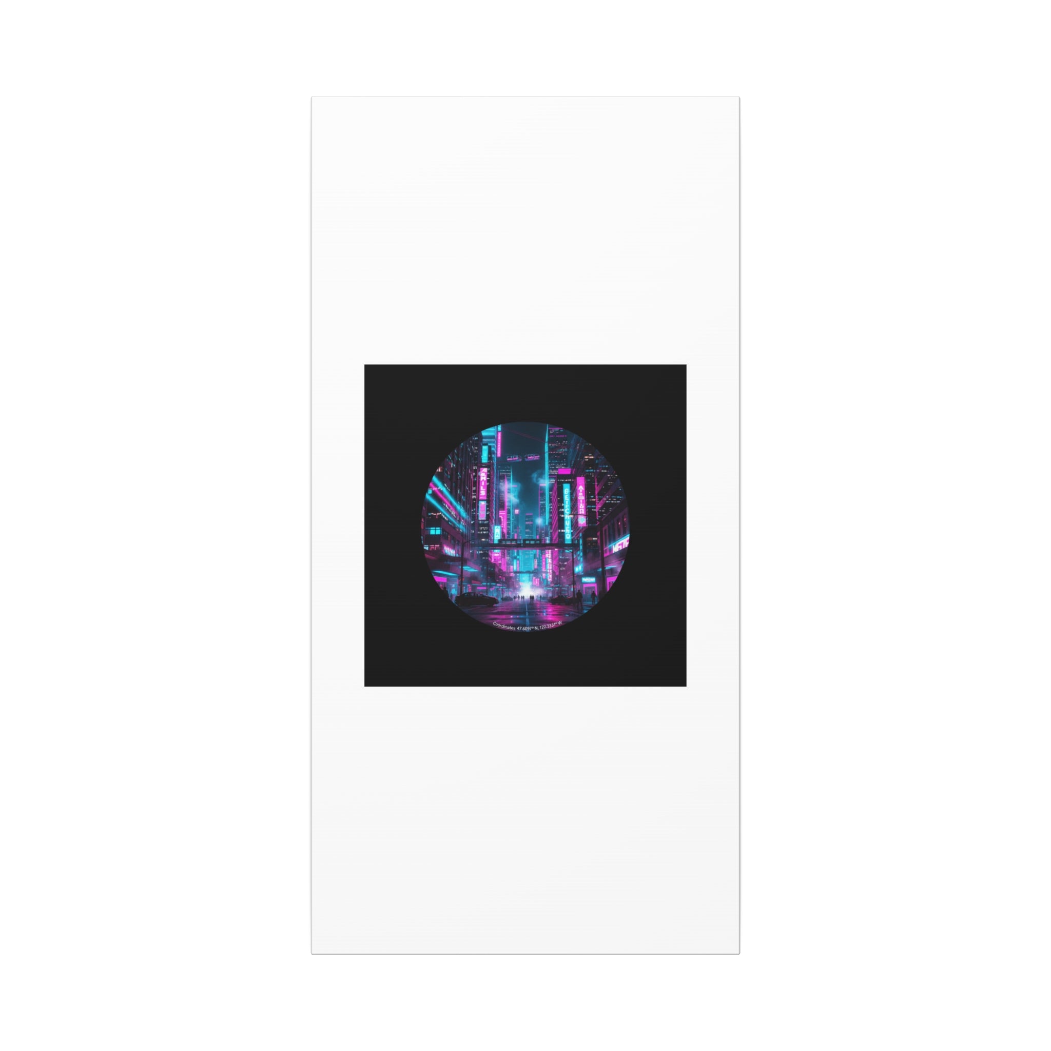 Neon Cyberpunk Cityscape Canvas | synthwave skyline, future city art