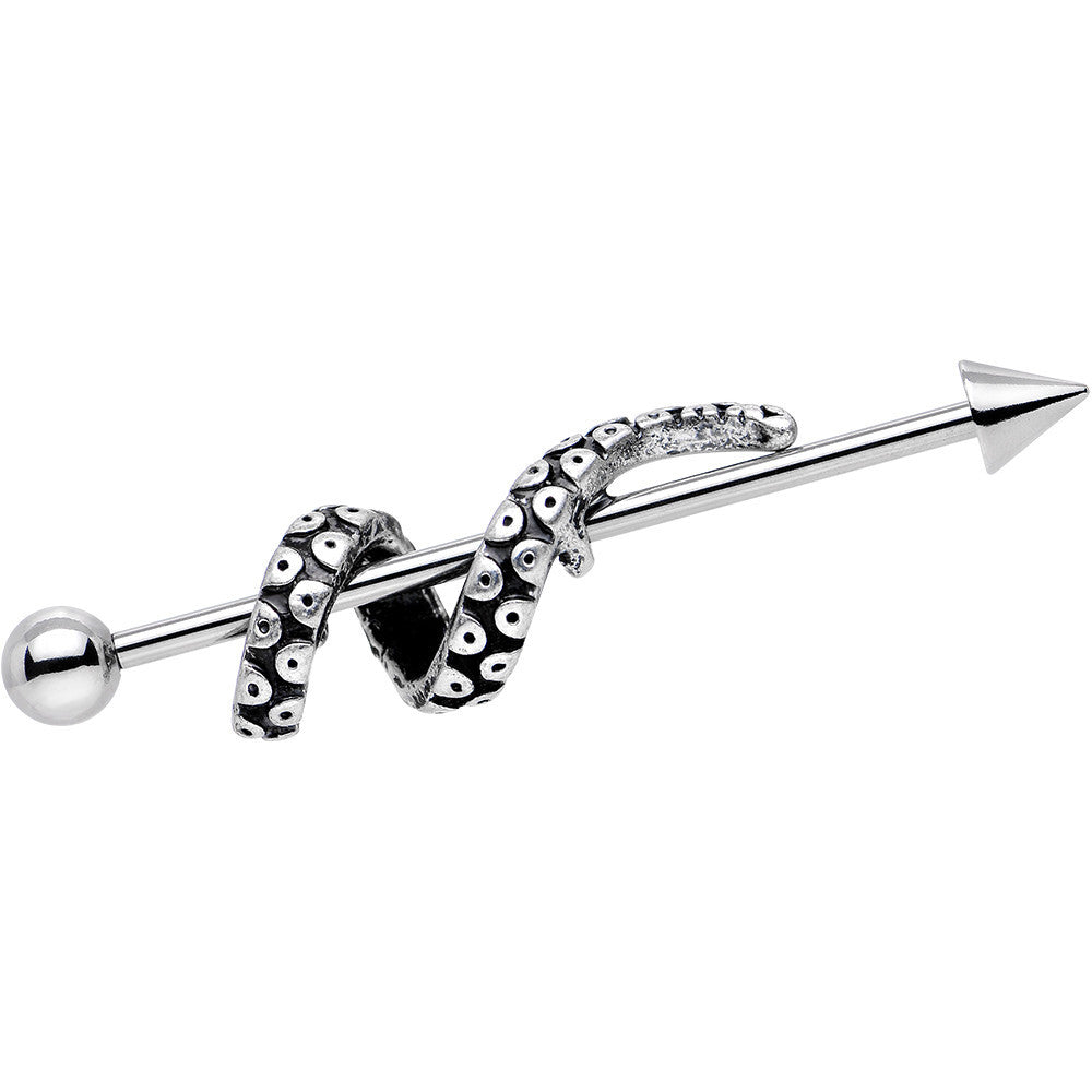 BodyCandy Stainless Steel Up in a Twist Tentacle Industrial Barbell 36mm — main product shot