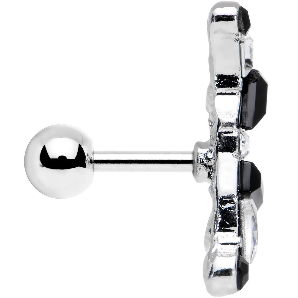 BodyCandy 1/4 Clear and Black Gem Jumble of Jewels Left Ear Cartilage Earring — detail close-up