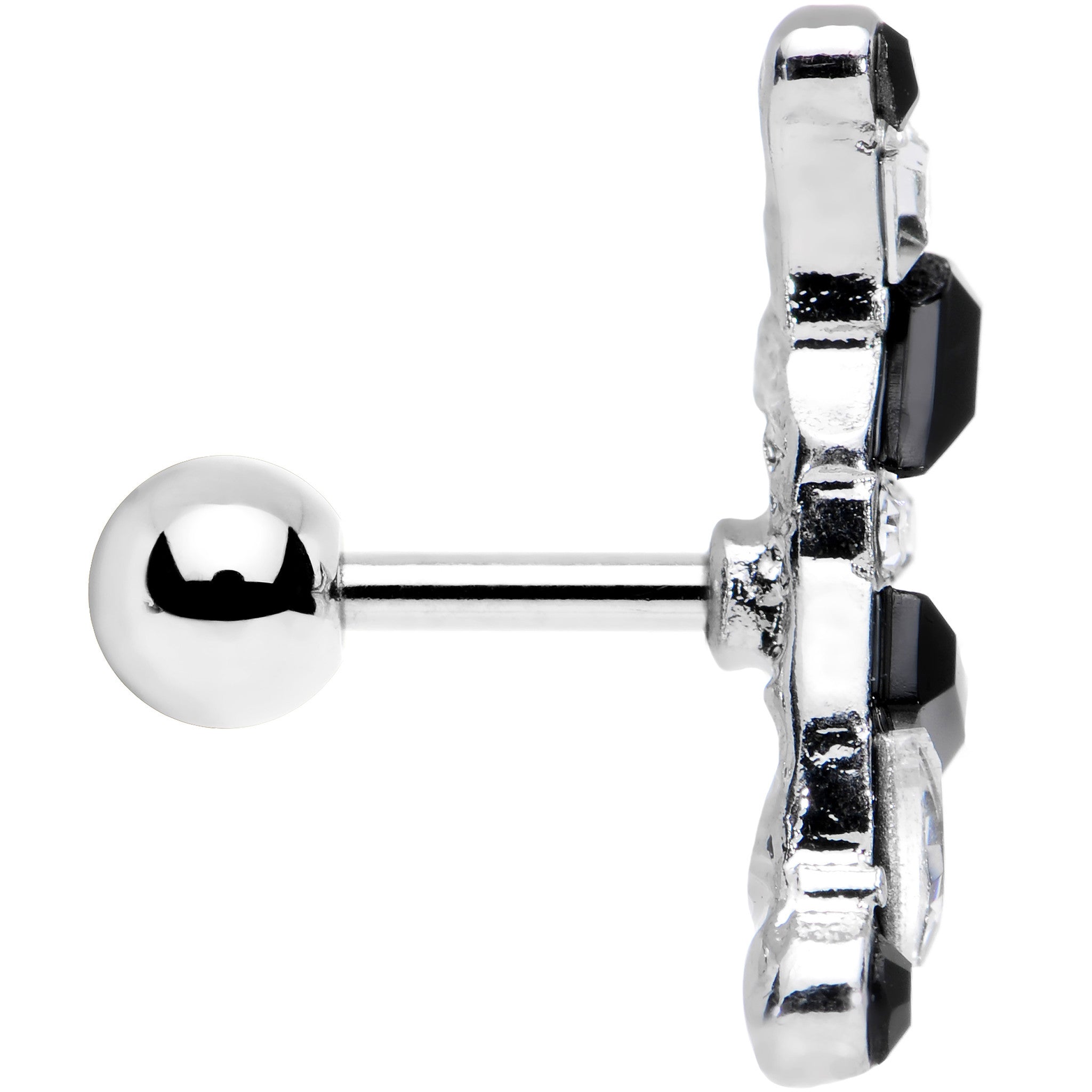 BodyCandy 1/4 Clear and Black Gem Jumble of Jewels Left Ear Cartilage Earring — detail close-up