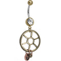 BodyCandy Clear Gem Get in Gear Worker's Wheel Dangle Belly Ring — main product shot