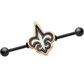 BodyCandy Officially Licensed New Orleans Saints Logo Industrial Barbell 38mm — main product shot