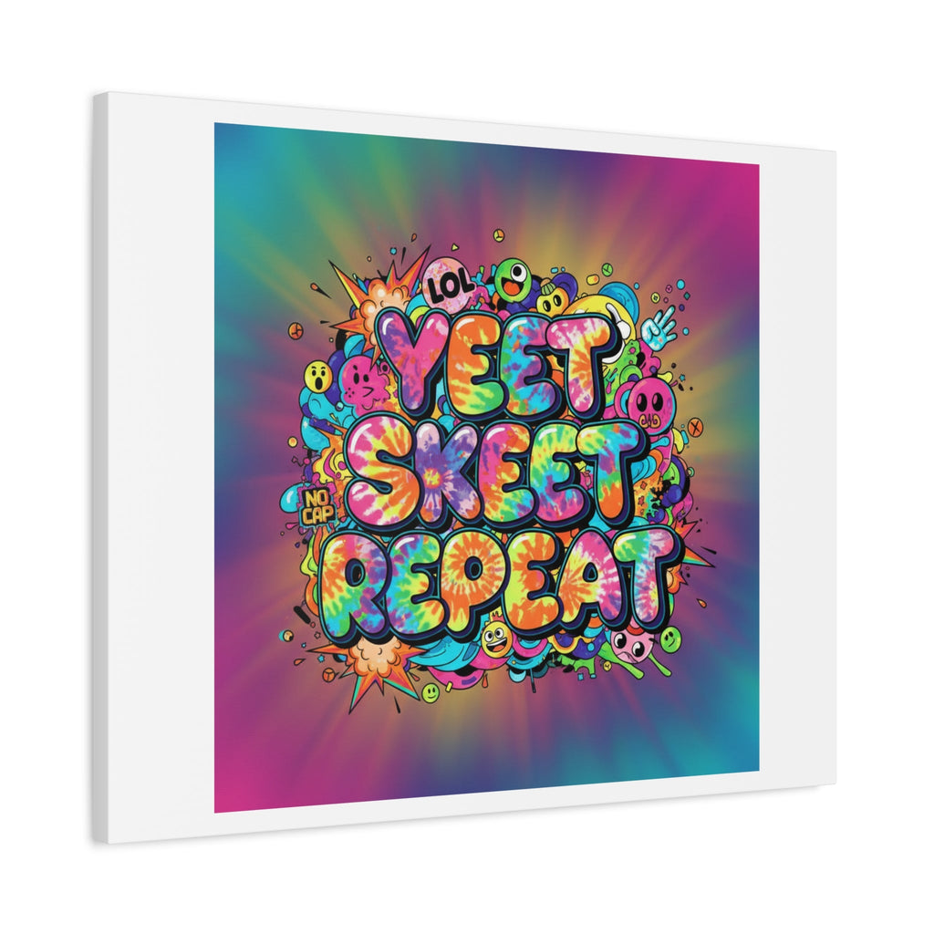 Yeet Skeet Repeat Canvas | Slogan & Glitch Graphic, Meme Phrase Wall Art