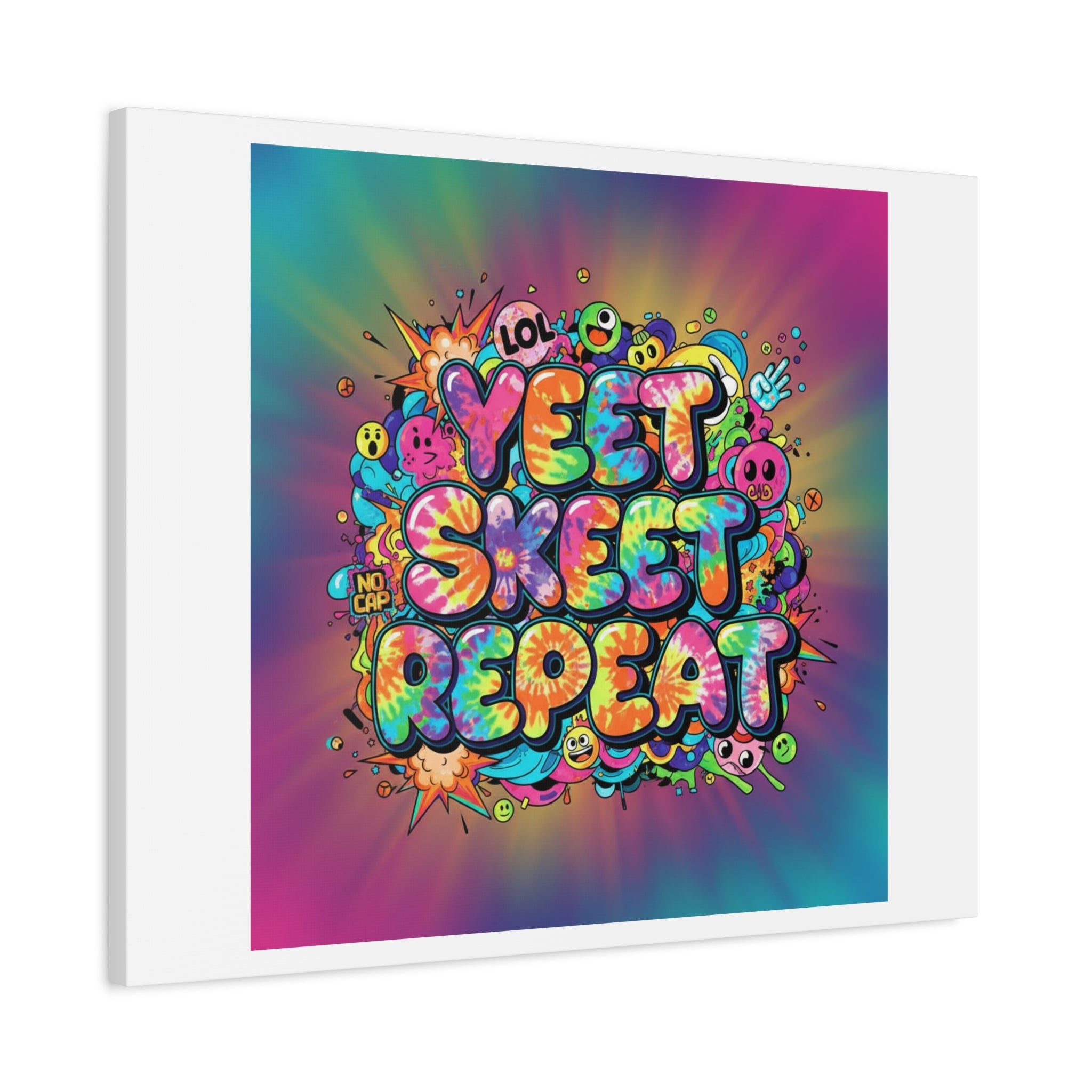 Yeet Skeet Repeat Canvas | Slogan & Glitch Graphic, Meme Phrase Wall Art