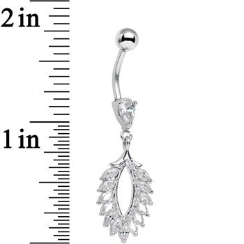 BodyCandy Clear CZ Gem Light as a Feather Dangle Belly Ring — detail close-up