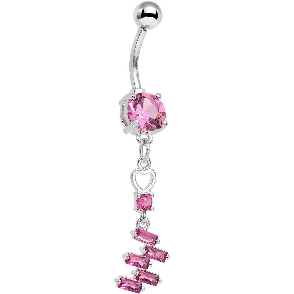 BodyCandy Pink CZ Gem Straight From the Heart Dangle Belly Ring — main product shot
