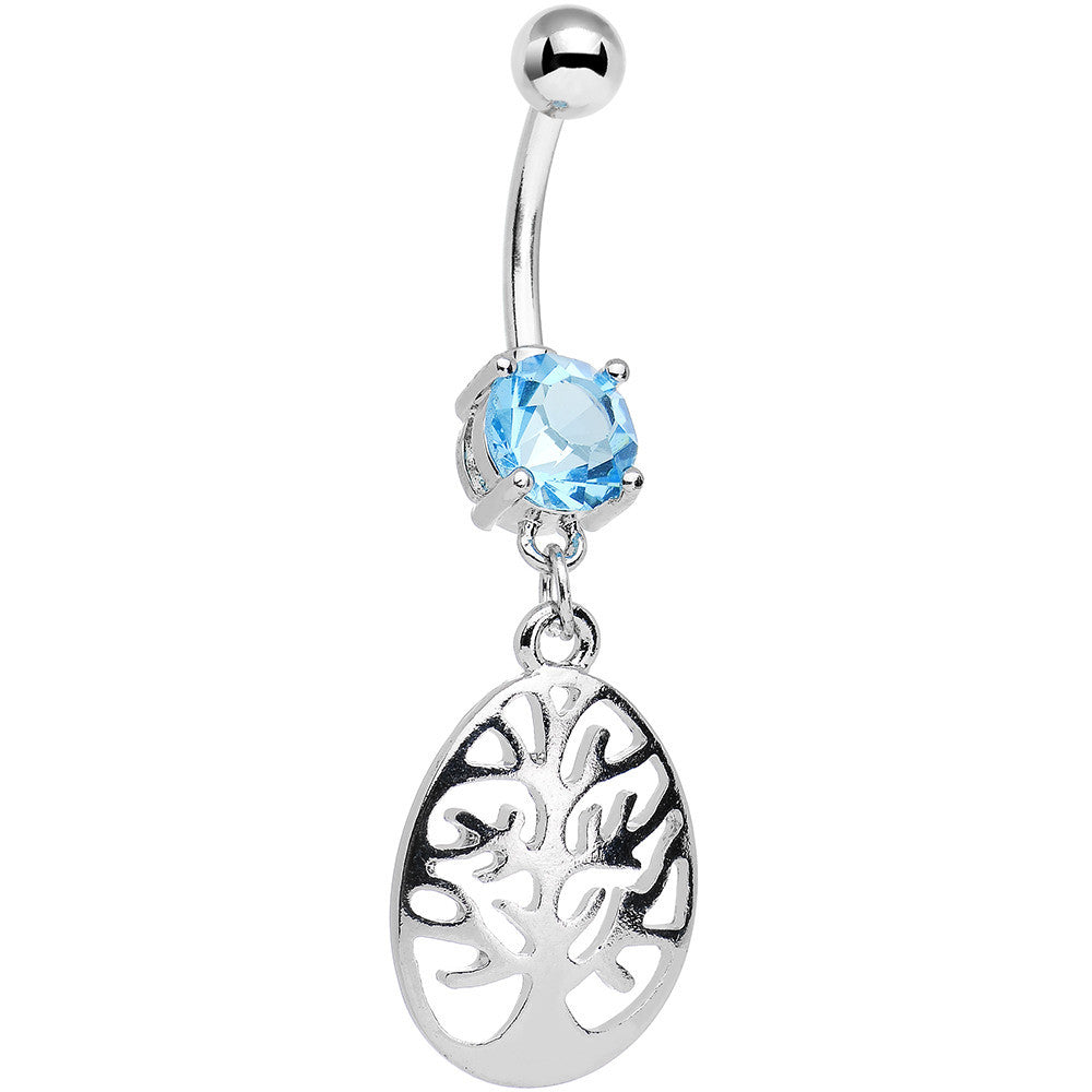 BodyCandy Light Blue Gem Tree of Life Dangle Belly Ring — main product shot