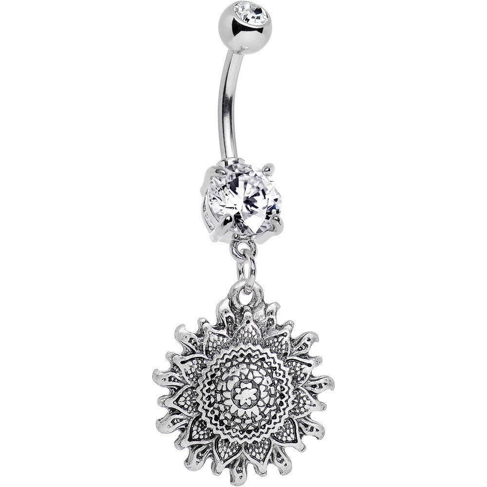 BodyCandy Clear Gem Mandala Flower Dangle Belly Ring — main product shot