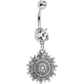BodyCandy Clear Gem Mandala Flower Dangle Belly Ring — main product shot