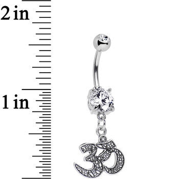 BodyCandy Clear Gem Namaste All Day, Baby Dangle Belly Ring — detail close-up