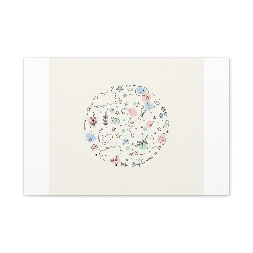 Doodle Circle Line Drawing Matte Canvas, Hand-Drawn Sketch Art