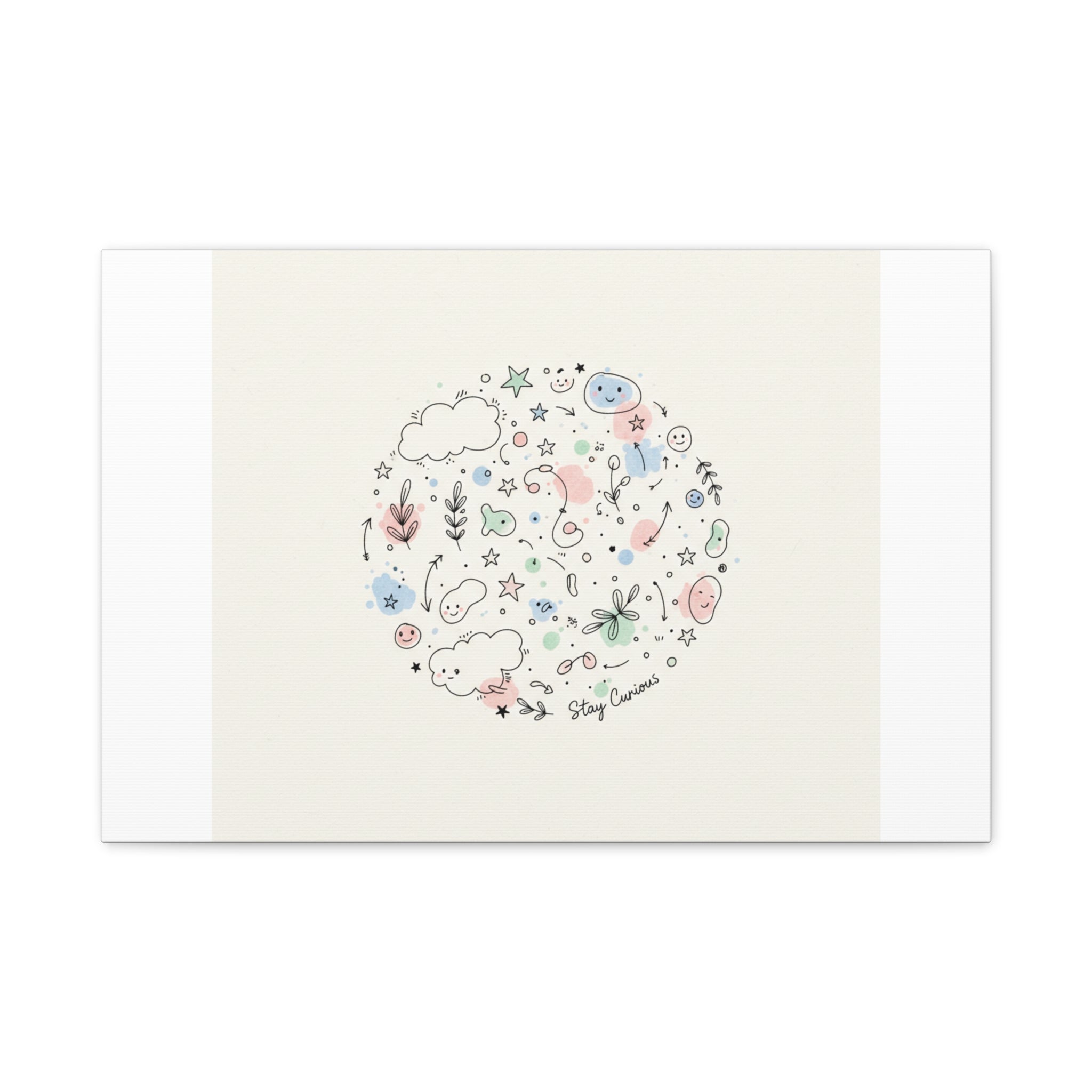 Doodle Circle Line Drawing Matte Canvas, Hand-Drawn Sketch Art