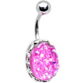 BodyCandy Pink Faux Druzy Scalloped Setting Belly Button Ring — main product shot