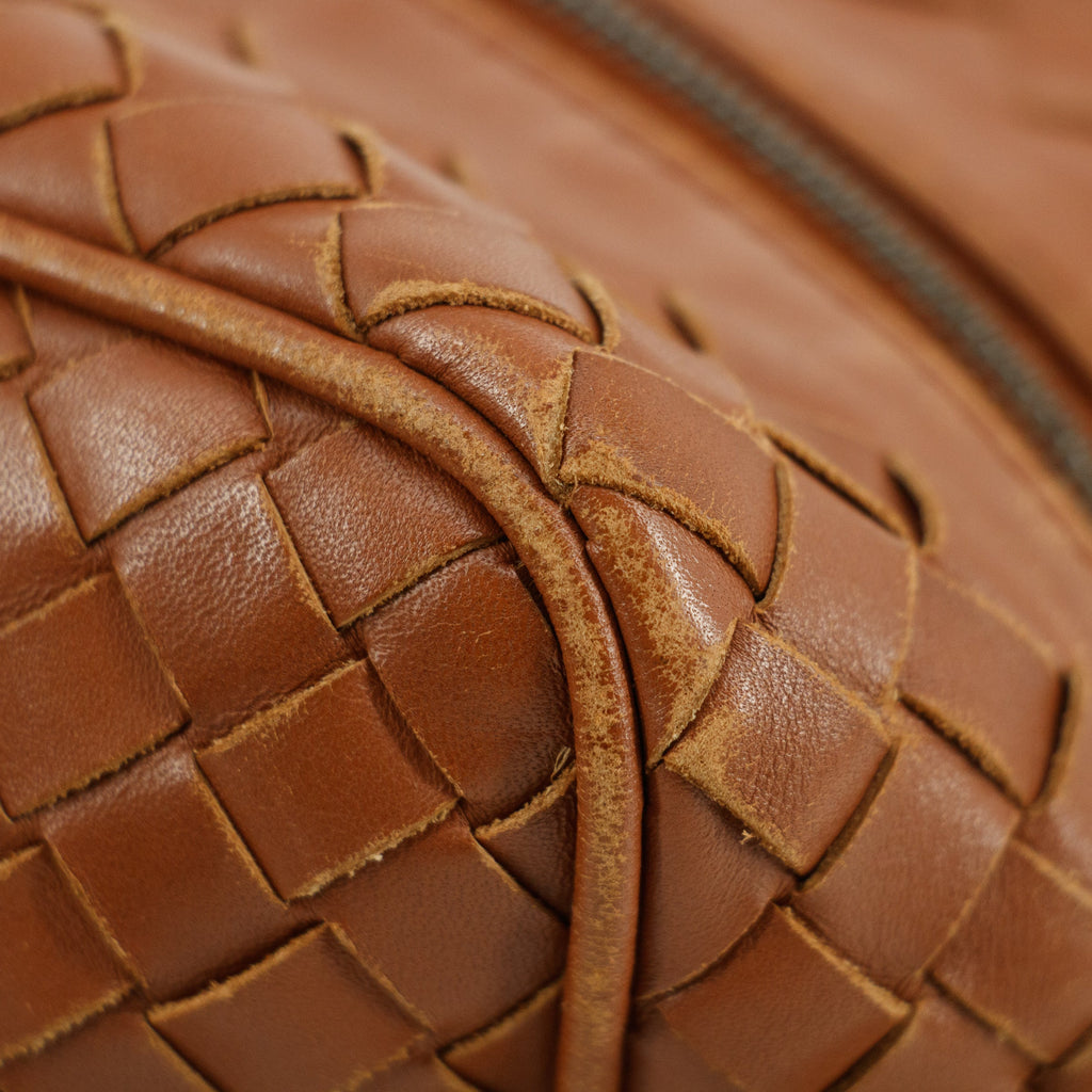 Bolt Boutique Bottega Veneta Intrrecciato Brown Leather Cosmetic Bag #5744 — side view