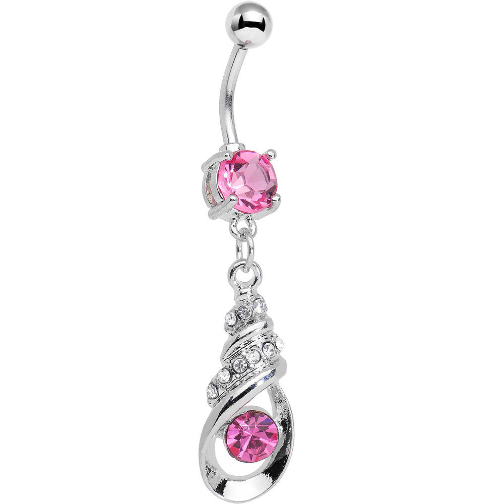 BodyCandy Pink Cubic Zirconia Coriolis Shell Dangle Belly Ring — main product shot