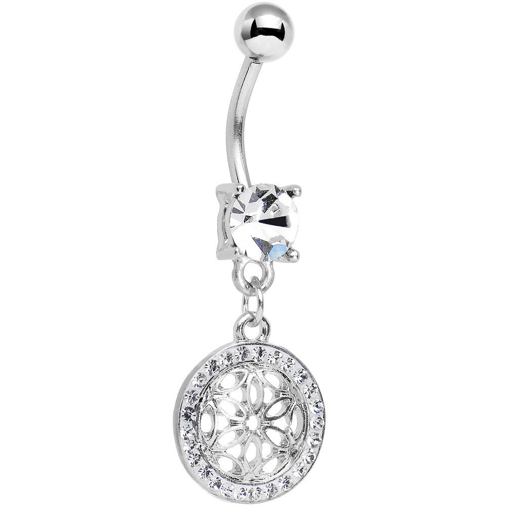 BodyCandy Clear Gem Mandala Medallion Dangle Belly Ring — main product shot