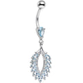 BodyCandy Stainless Steel Aqua Marquise Cubic Zirconia Palm Dangle Belly Ring — main product shot