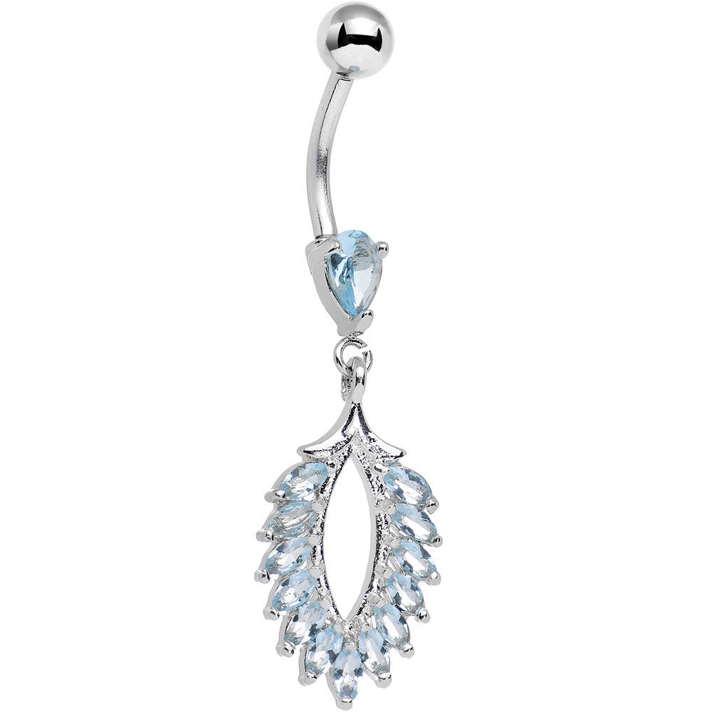 BodyCandy Stainless Steel Aqua Marquise Cubic Zirconia Palm Dangle Belly Ring — main product shot