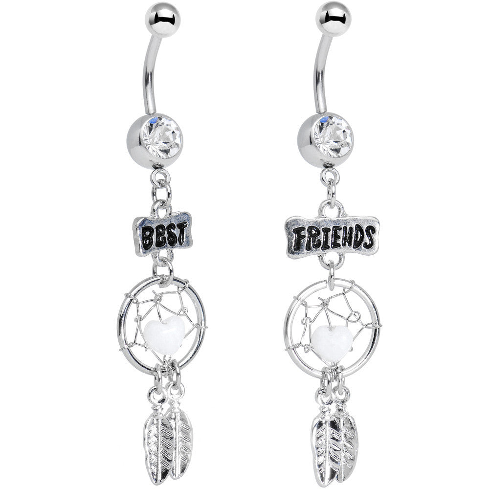 BodyCandy Clear Gem Best Friends Dreamcatcher Dangle Belly Ring Set — main product shot