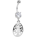 BodyCandy Clear Gem Teardrop Tree Silhouette Dangle Belly Ring — main product shot