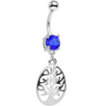 BodyCandy Blue Gem Teardrop Tree Silhouette Dangle Belly Ring — main product shot