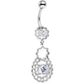 BodyCandy Clear Cubic Zirconia Crochet Flower Dangle Belly Ring — main product shot