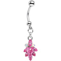 BodyCandy Pink and Aurora Gem Geometric Octadic Dangle Belly Ring — main product shot