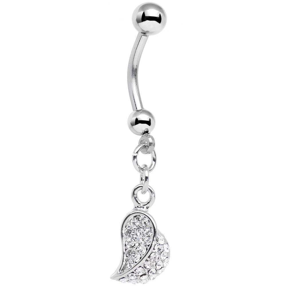 BodyCandy Half of My Heart Clear Gem Encrusted Dangle Belly Ring — main product shot