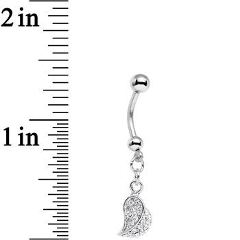 BodyCandy Half of My Heart Clear Gem Encrusted Dangle Belly Ring — detail close-up