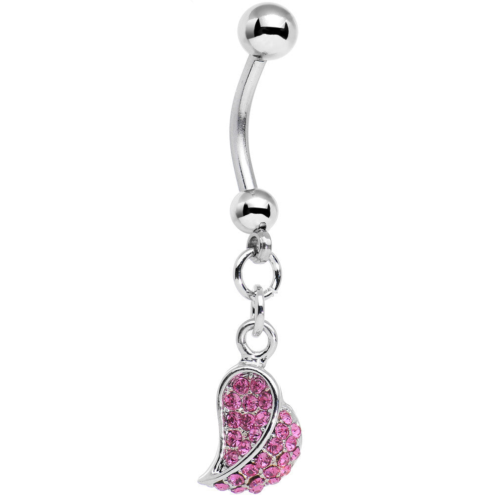 BodyCandy Half of My Heart Rose Flower Gem Encrusted Dangle Belly Ring — main product shot