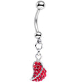 BodyCandy Half of My Heart Red Gem Encrusted Dangle Belly Ring — main product shot