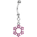 BodyCandy Pink and Aurora Decorated Snowflake Dangle Belly Ring — main product shot