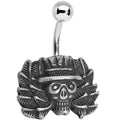 BodyCandy Top-hat Skull and Laurels Bottom Charm Belly Ring — main product shot