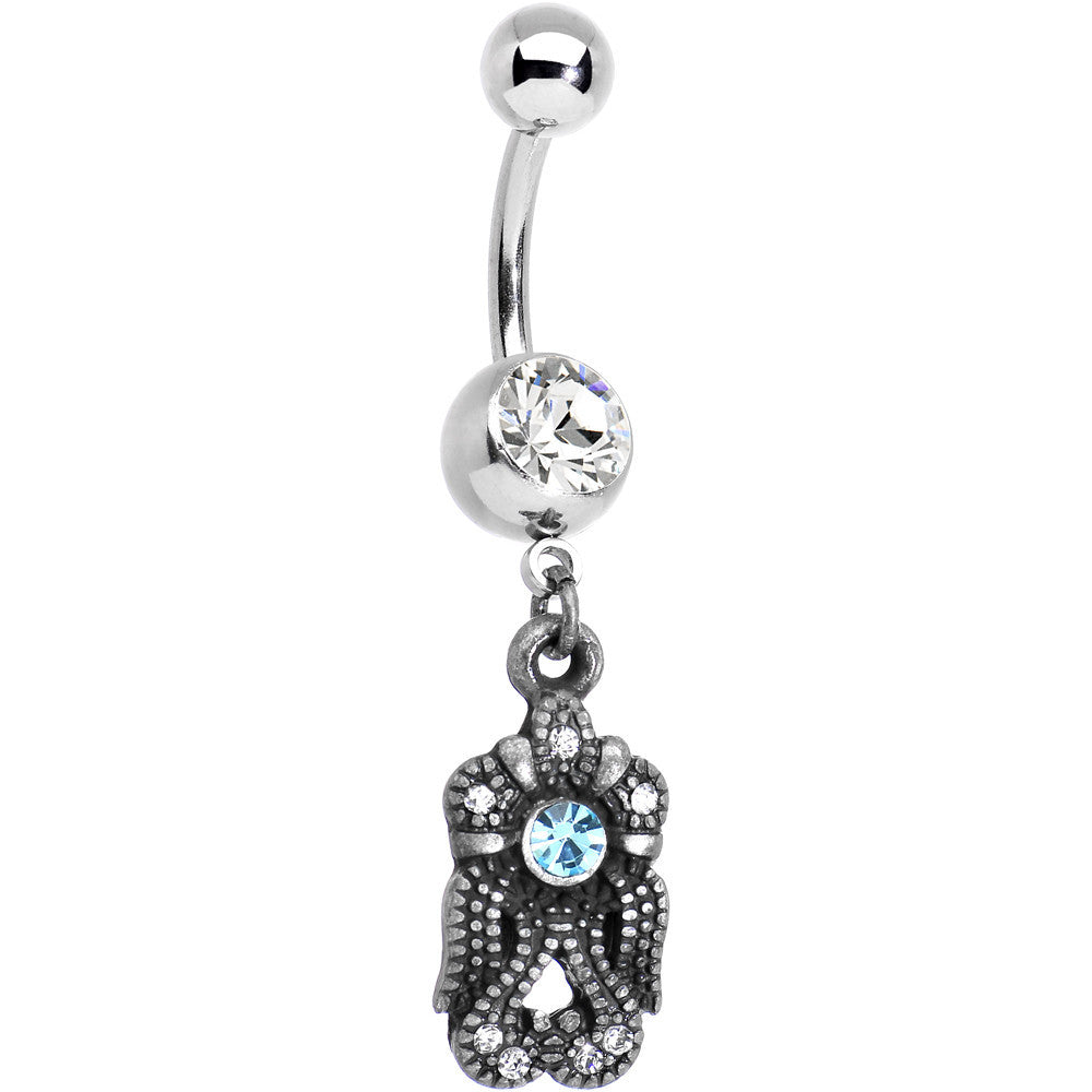 BodyCandy Clear and Light Blue Gem Swirl Dangle Belly Ring — main product shot