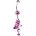 BodyCandy Hot Pink Gem Intertwining Bow Dangle Belly Ring — main product shot