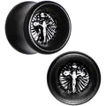 BodyCandy 1/2 Black Organic Beechwood Stainless Steel Cross Saddle Plug Set — main product shot