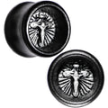 BodyCandy 9/16 Black Organic Beechwood Stainless Steel Cross Saddle Plug Set — main product shot