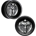 BodyCandy 18mm Black Organic Beechwood Stainless Steel Cross Saddle Plug Set — main product shot