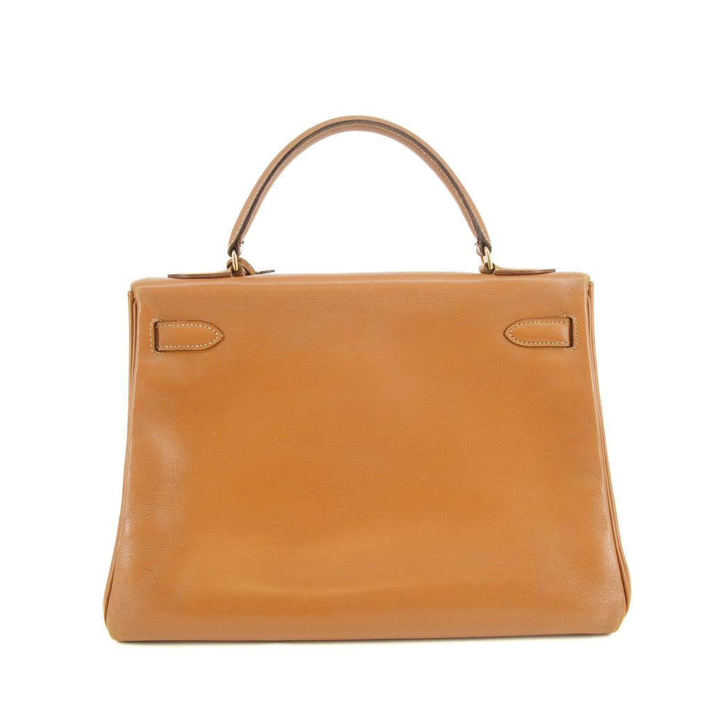 Bolt Boutique Hermes Kelly 32 Boxcalf Brown Handbag Year 1986 #5775 — detail close-up