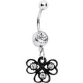 BodyCandy Clear Czech Stone Black Swirl Trio of Love Dangle Belly Ring — main product shot