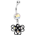 BodyCandy Aurora Czech Stone Black Swirl Trio of Love Dangle Belly Ring — main product shot