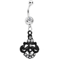 BodyCandy Clear Czech Stone Black Baroque Empress Dangle Belly Ring — main product shot