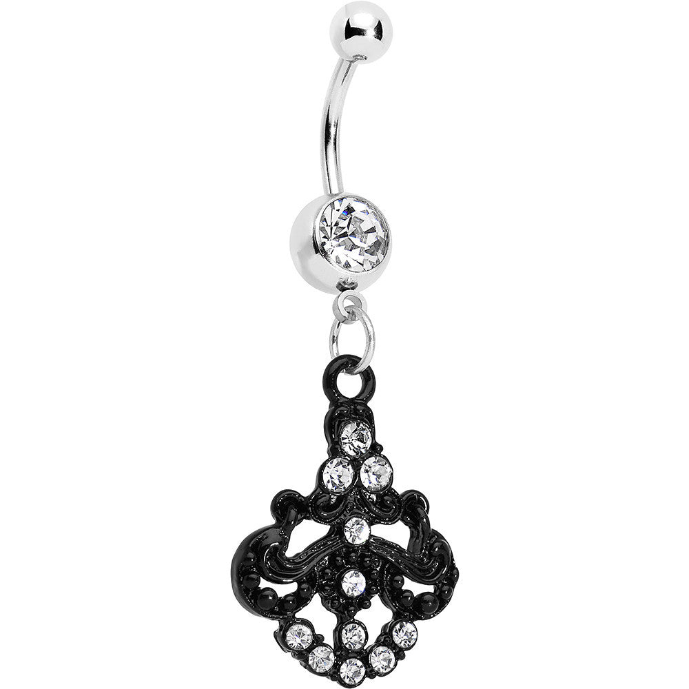 BodyCandy Clear Czech Stone Black Baroque Empress Dangle Belly Ring — main product shot