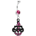 BodyCandy Pink Czech Stone Black Baroque Empress Dangle Belly Ring — main product shot