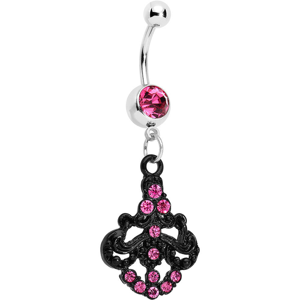 BodyCandy Pink Czech Stone Black Baroque Empress Dangle Belly Ring — main product shot