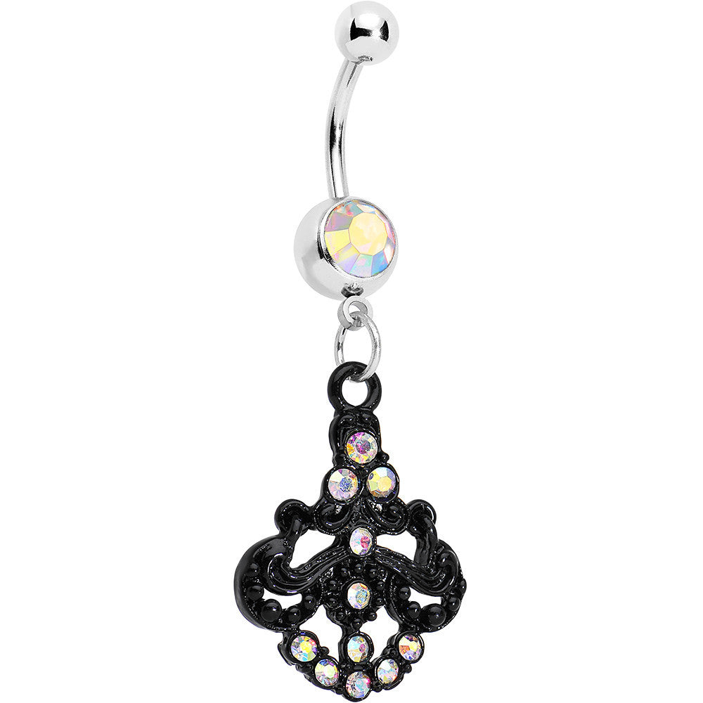 BodyCandy Aurora Czech Stone Black Baroque Empress Dangle Belly Ring — main product shot